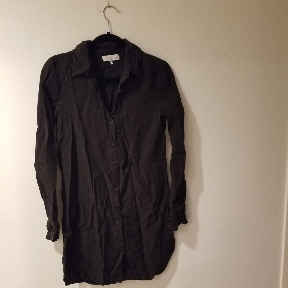 Wayf black button down shirt dress size xs